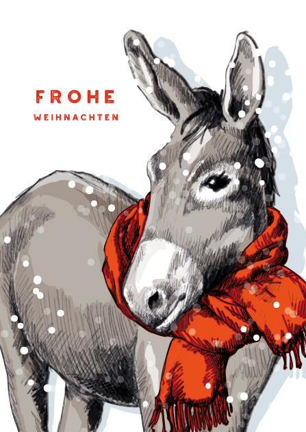 IL0224 Esel Tito 2 Frohe Weihnachten Illi Postkarte | Ecokiosk